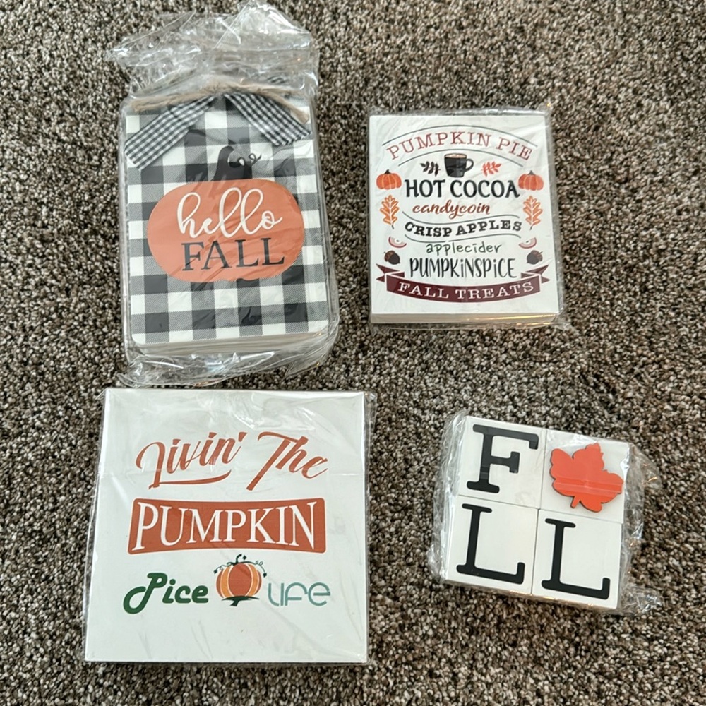 New Fall wooden decor 4 pieces